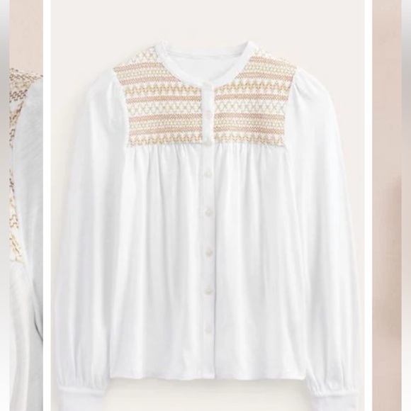 Boden White cotton blend Button Up Blouse - Picture 4 of 4